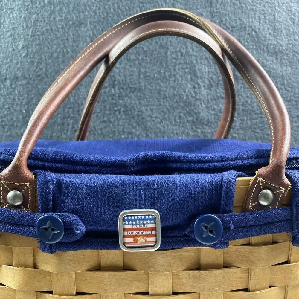 Longaberger 2003 Medium Boardwalk Basket Purse Tote+Prot.+Liner TAILGATE PICNIC